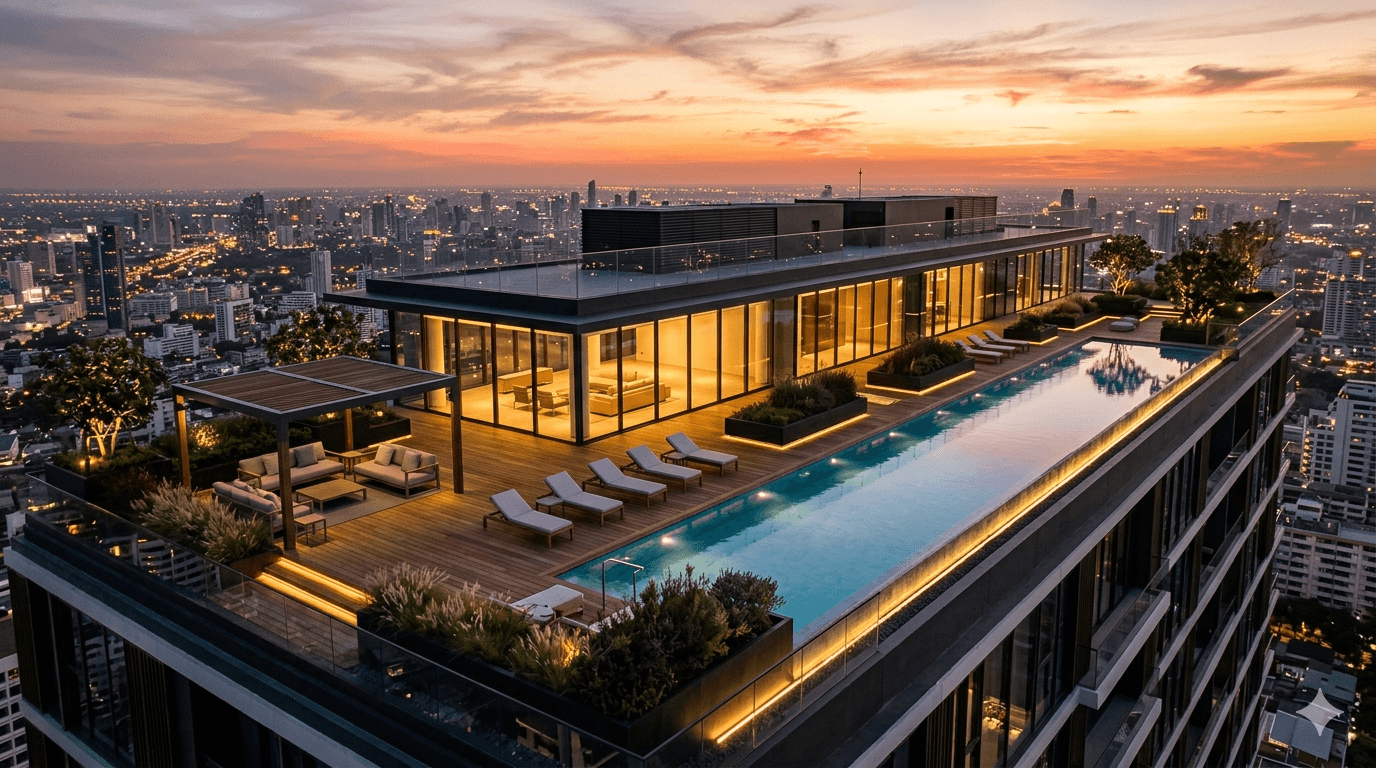 Cobertura Linear com Piscina